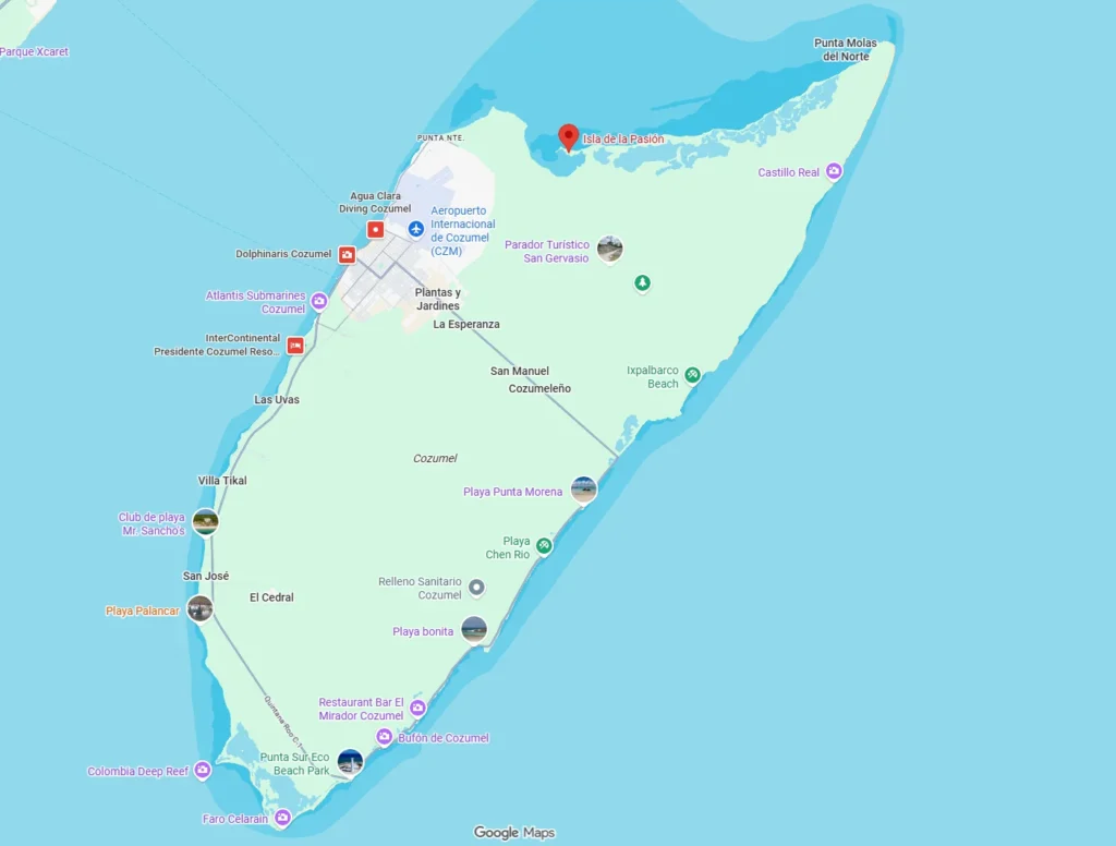 Imagen para ilustrar dónde se encuentra Isla Pasión Cozumel