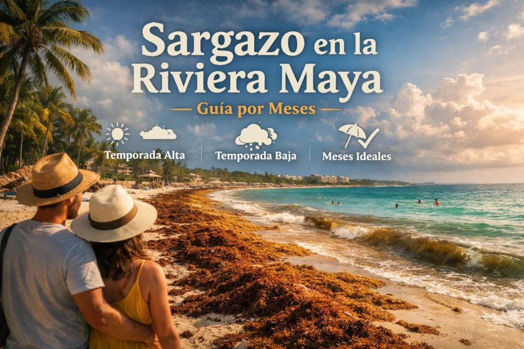 Ilustración para saber cuándo hay sargazo en la Riviera Maya