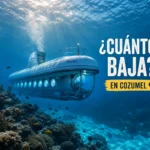 Ilustración para mostrar cuántos metros baja el submarino de Cozumel