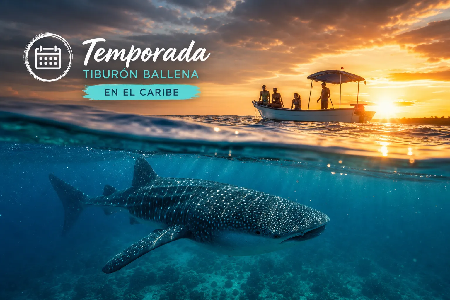 Imagen ilustrativa para saber cuándo es la temporada de tiburones ballena en el caribe Mexicano