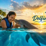 Ilustración de dónde nadar con delfines en Cozumel